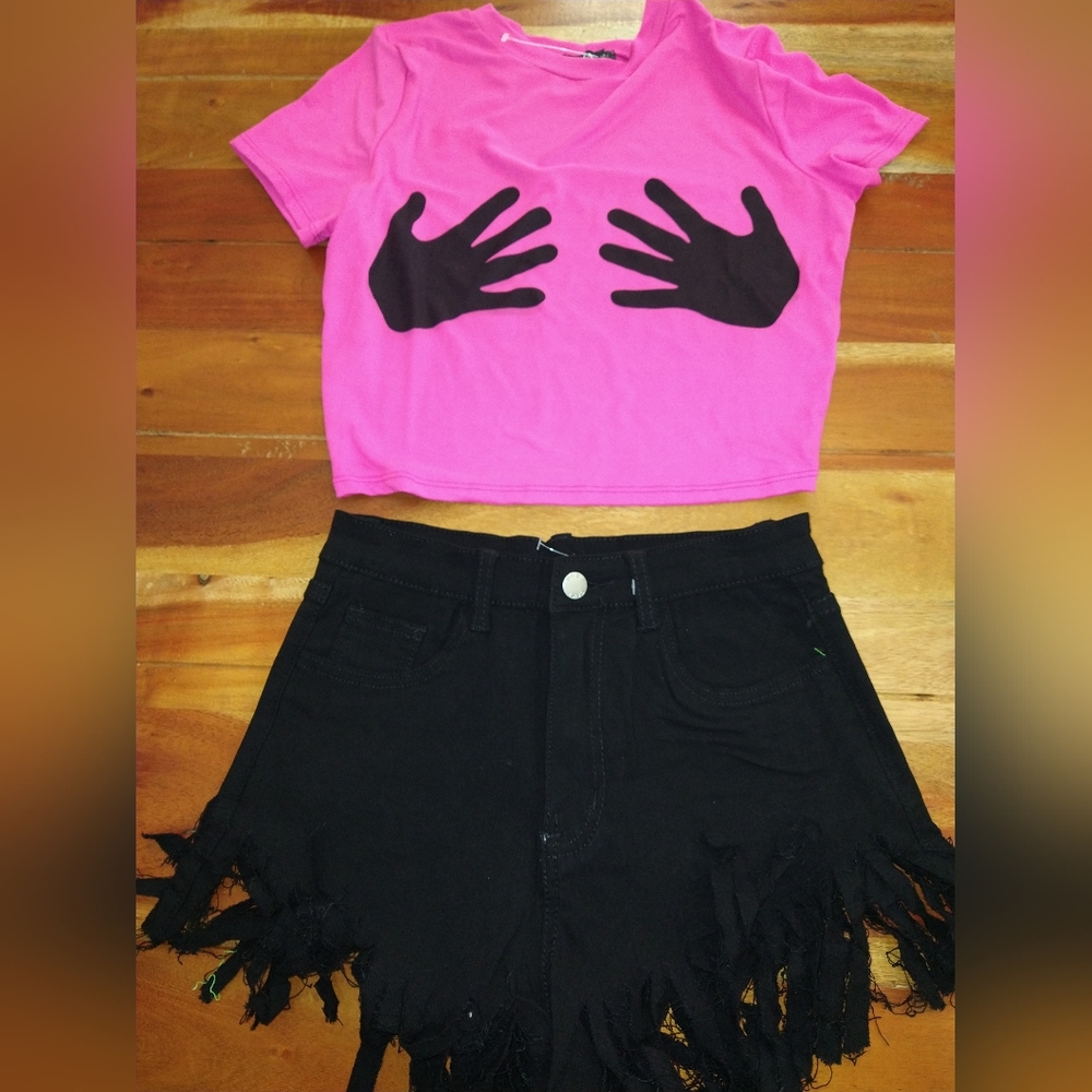 crop top and shorts (NWOT)